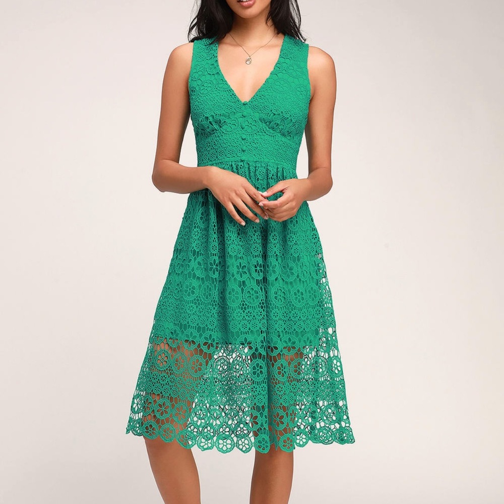 NWT Green Lace Midi Dress